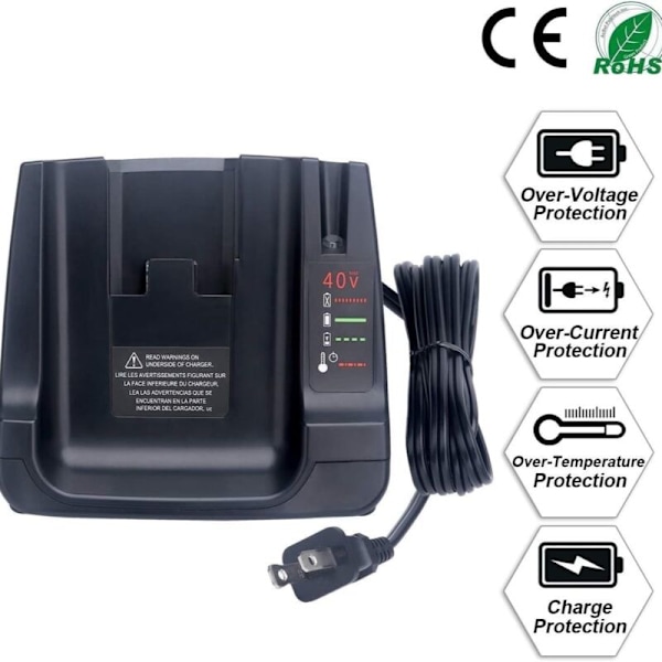 Passer til Black and Decker 36V / 40V lithium batterioplader til lithium-ion batteri: LBXR36LCS36 LCS40 36V LBXR36 LBX36 LBXR2036 LBX1540,