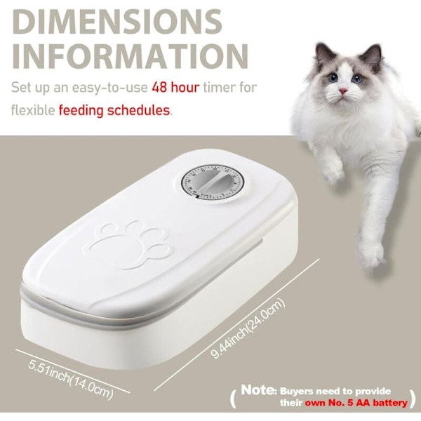 Automatisk foderautomat til kæledyr, til hunde og katte, med 48-timers timer, til katte og hunde (350 ml)