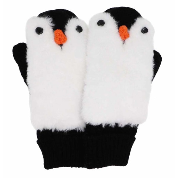 Dam Penguin Vantar Vinter Termisk Fodrade Bekväma Stickade Fluffiga Plysch Faux Pälshandskar