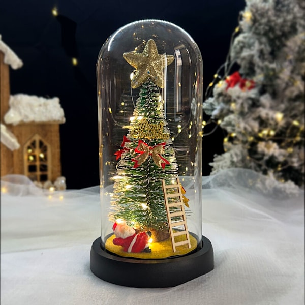 Ännu en dekoration till jul, Tomte Snöglob, Jul-snöboll med LED-ljus - Upplyst bordslykta med juldekoration