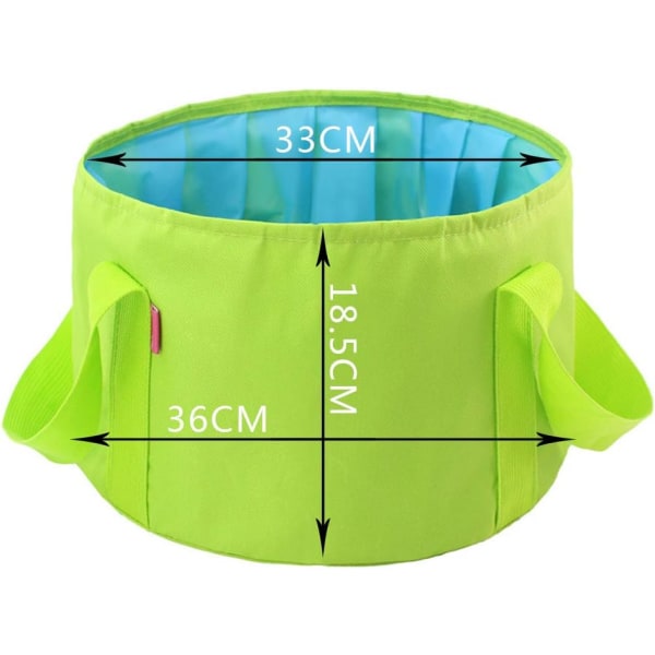 Hopfällbar hink, hopfällbar vattenhink för utomhusbruk, camping, trädgård, fiske, strand, picknick, 15 liter grön