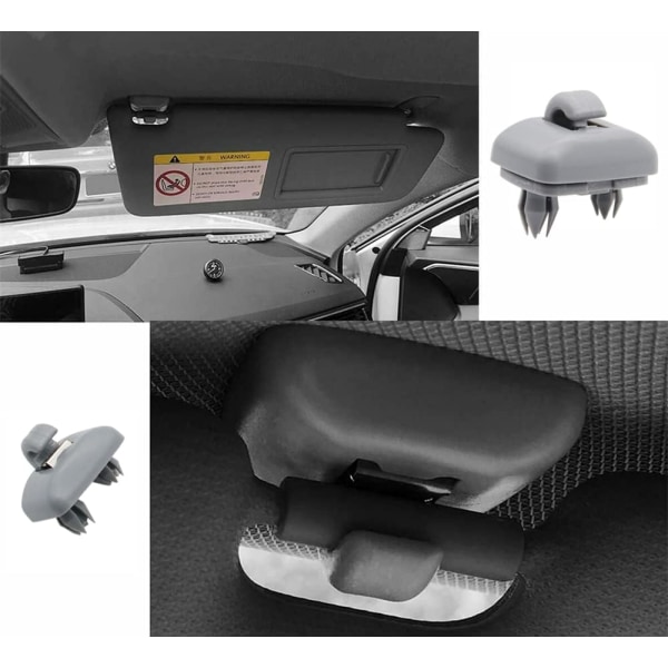 2 kpl auto-aurinkolipan kiinnityskoukkuja klipsin kanssa Au-di A1 A3 A4 A5 Q3 Q5 8U0857562A 8E0857563A A7 B6 B7 B8 S4 S5 Harmaa