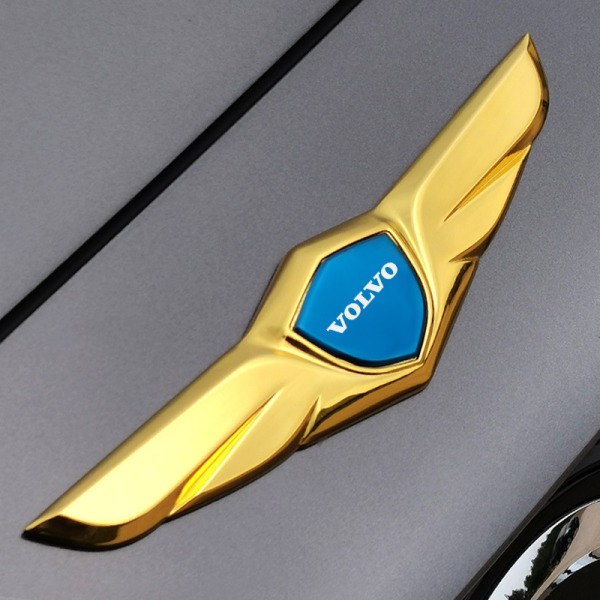 Passer for Volvo XC60 bil klistremerke S60 S90 XC40V60V90 bil klistremerke dekorasjon modifikasjon tilbehør bil front etikett bil klistremerke merke (gylden blå)