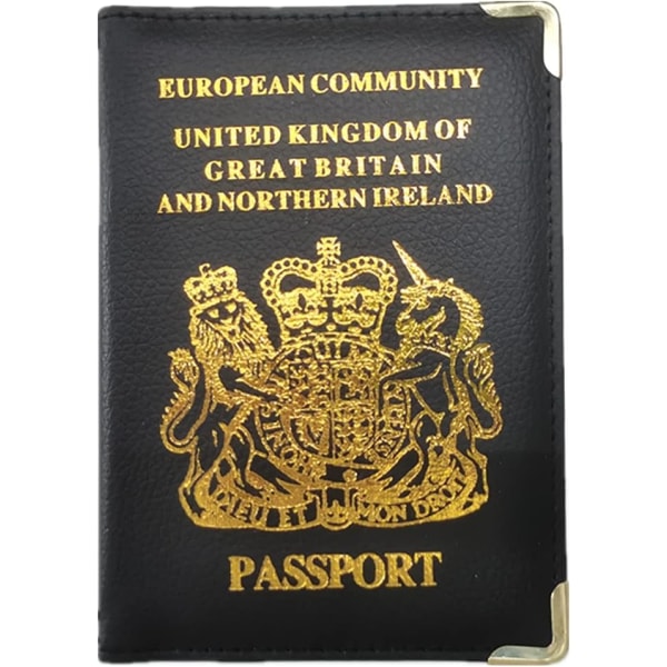Britisk pass herre- og damelommebok (svart), reise PU lea