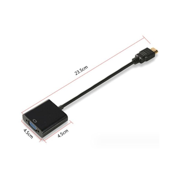 1 stk. sort HDMI-adapter til VGA han-konverteradapter til hun 1080p til bærbar pc-tablet