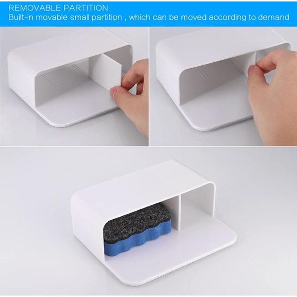 Magnetisk pennförvaring för whiteboard, justerbar magnetisk markörhållare E torr för whiteboard, kylskåp, skåp, kontor, hem, skola (vit)
