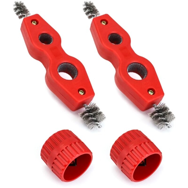 Set med överströmningsskydd för rör, bestående av 2 rensare för kopparrör och 2 brotschar, för kopparrör, PVC och flexibelt stål