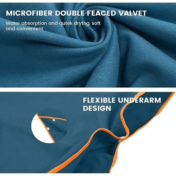 Badekåbe Absorberende Kåbe med Hurtig Dobbeltsidet Mikrofiber i Banger-Bleu Marine, 80105cm, 1 stk