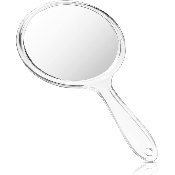 (Transparent) Bærbar Spejl Dobbeltsidet Håndspejl Forstørrelsesspejl med Håndtag Rund Form Makeupspejl Multifunktionsspejl til Kvinder Daglig M