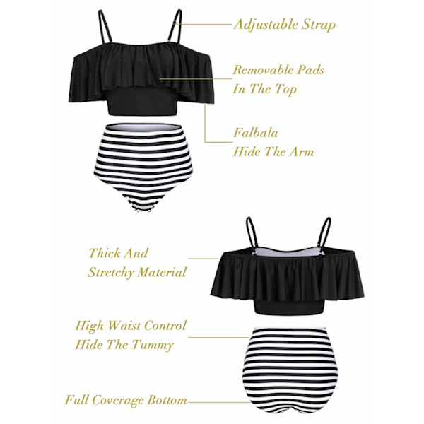 Tummy Control badedragter til kvinder, Off Shoulder M