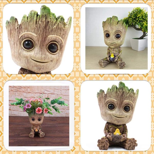 Decorative Planter with Drain Hole in the Shape of Baby Groot from the Guardians of the Galaxy Movie