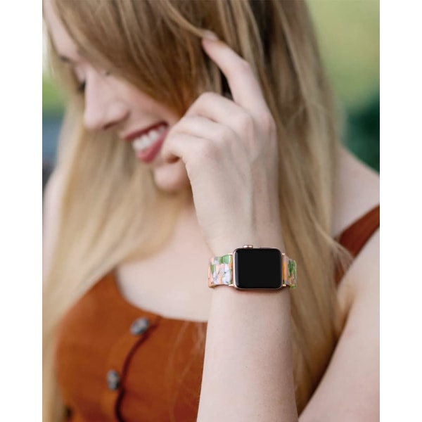 Resinrem för Apple Watch-rem 41mm 40mm 38mm, Lätt ersättning för iWatch-rem Kvinnor Män, Länk handledsband för Apple Watch Series 8/7/6/5