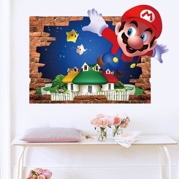 3D wall decal stickers, children's cartoon bedroom background wall decoration self-adhesive wall stickers, game stickers 36*47CM