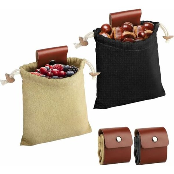 2-pack vaxad canvas foderväska, vikbar foderpåse i läder