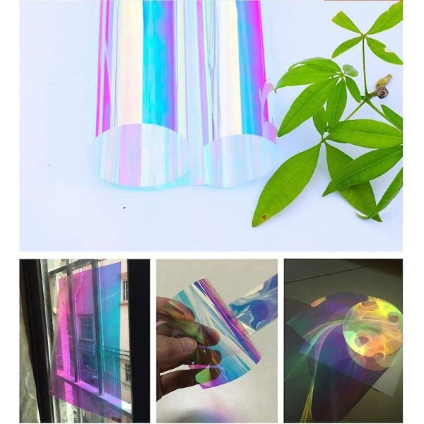 100cmx47cm Kameleont Färg Fönsterfilm Regnbåge Effekt Iridescent Fönstertoning Dekorativt Glas Klistermärke Självhäftande Hem Dekal DIY