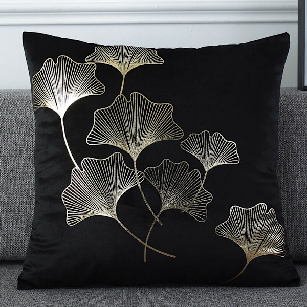 Sæt med 5 pudebetræk 45x45cm mønster ginkgo blade dekorativ pude til sofapude