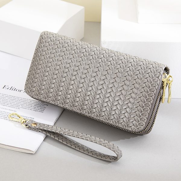 Dame Mode Dobbelt Lynlås Tegnebog Tegnebog Kreditkort Holder Bifold Dame Armbånd Håndledsrem Feriegave