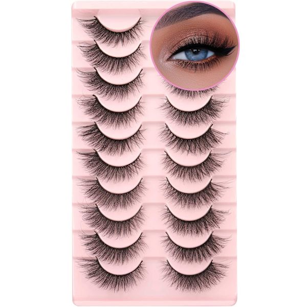 Falske øyevipper Mink Lashes Naturlige Wispy Cat Eye Lashes Fluffy Pack 3D Strip Korte Volum Falske Øyevipper 10 Par Fox Eye Bulk