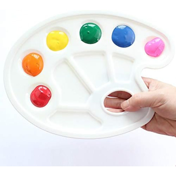3 stk. Hvid Oval Plastik Malepalette