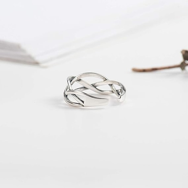 (Set om 2) s925 Sterling Silver Dubbelskiktat Kors Glänsande Öppen Ring Enkelt Modeaccessoar Öppen Ring Smycken Gåvor