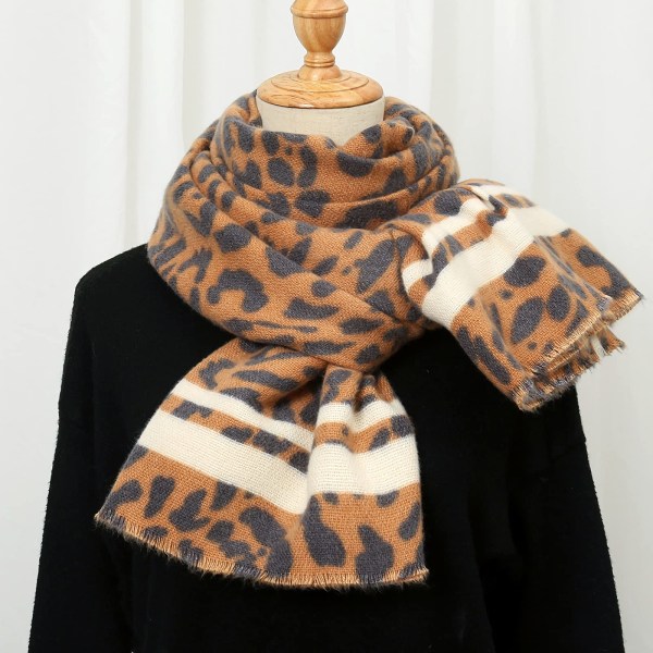 Halsduk Dam Lätt Sjal Vinter Oversize Fashionabel Leopardmönster Lång Halsduk Höst Mjuk Sjal för Inslagning av Gåvor