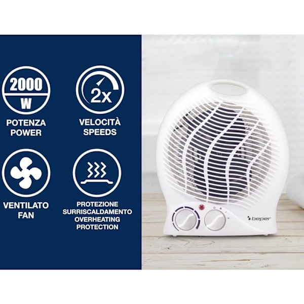 2000W kylpyhuonepuhallin - säädettävä termostaatti, alhainen kulutus
