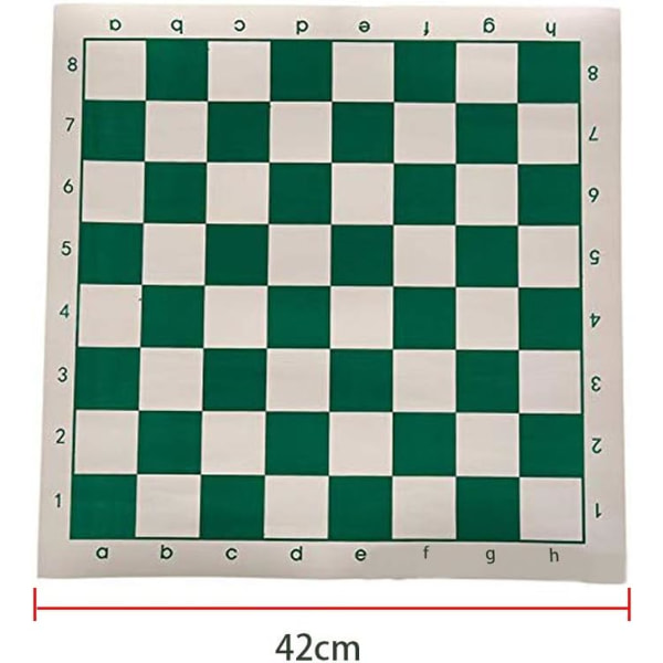 Grønn - Konkurranse sjakkmatte, syntetisk lærrullende brett, lett og sklisikker, sjakkmatte for barn og voksne (størrelse: 43*43cm).