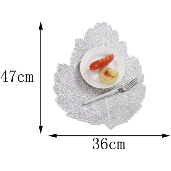 Blad Underlägg Set om 4 Tvättbara Halkskyddade Värmebeständiga Underlägg för Hem Kök Matplats (Silver)