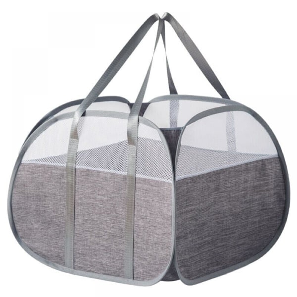 (Grå) 505036cm 90 L stor pop-up linnedkurv, sammenfoldelig vasketøjskurv i mesh, stor pop-up linnedkurv med sammenfoldelig vasketøjskurv med to håndtag