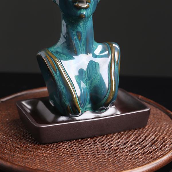 Keramisk skønhedsstatue til røgelsebrænder med tilbagestrømning - Kreativ skønhedssandalwood røgelsebrænder til hjemmet