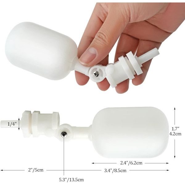 2-pack Mini Plast Flytande Ventiler för Omvänd Osmos System RO Vatten Vattenfilter Boll Float för Akvarium (1/4\")