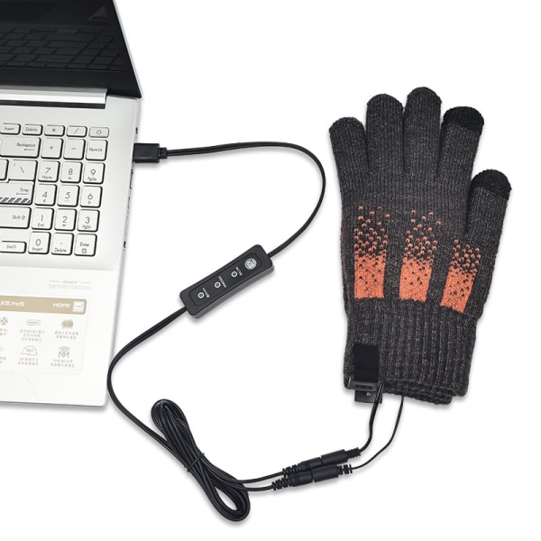 98°F-104°F-113°F USB-opvarmede handsker til mænd og kvinder, tynde strikkede touch screen varme handsker, elektriske opvarmede handsker til vinterarbejde Arthriti