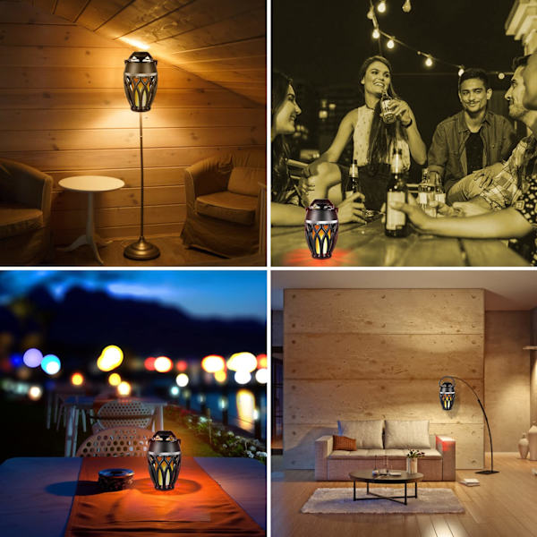 Utomhus Bluetooth 5.0 LED-flamhögtalare, IPX5 vattentät flam-ambiansspelare, uteplats högtalare presenter till män kvinnor, festträdgård heminredning