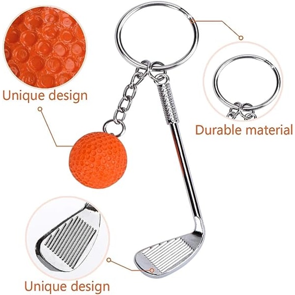 9 st Fashionabla golfnyckelringar i metall Golfnyckelringar, minigolf K