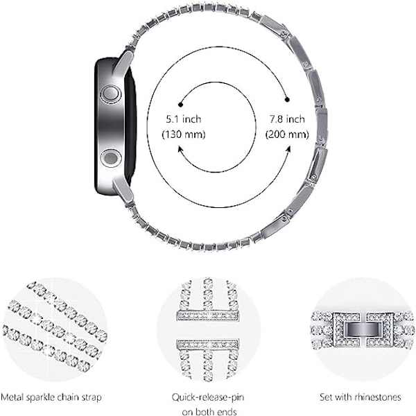 Kompatibel med Samsung Galaxy Watch 4 rem 40mm 44mm, 20mm rem til Galaxy Watch Active 2 rem 40mm 44mm, til garmin vivoactive 3 rem