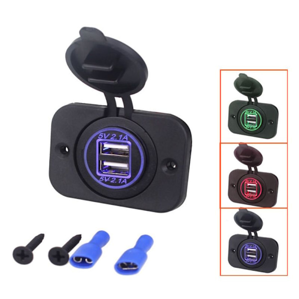 Dubbelt inbyggt USB-uttag 12/24 Volt 2.1A 5 Volt för husvagnar, husbilar, bilar, båtar, lastbilar