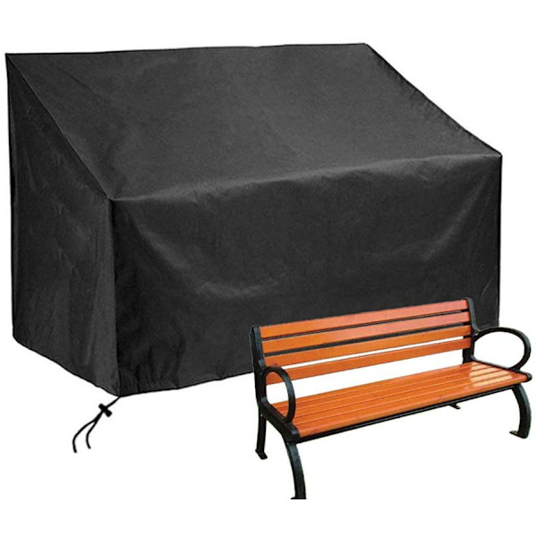 Puutarhakalusteiden suojus Ulkokalusteiden penkin suojus Kalusteiden suojapeitteet, Puutarhapenkin suojukset —3-paikkaiselle 163x66x89cm，Musta