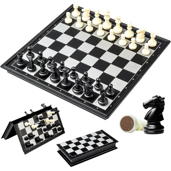 Magnetisk schackbräde (25*25cm), hopfällbart och bärbart reseschackset, brädspel för barn och vuxna.