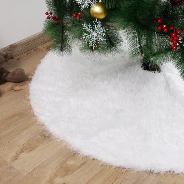 Hvidt juletræstæppe til juletræspynt til fest