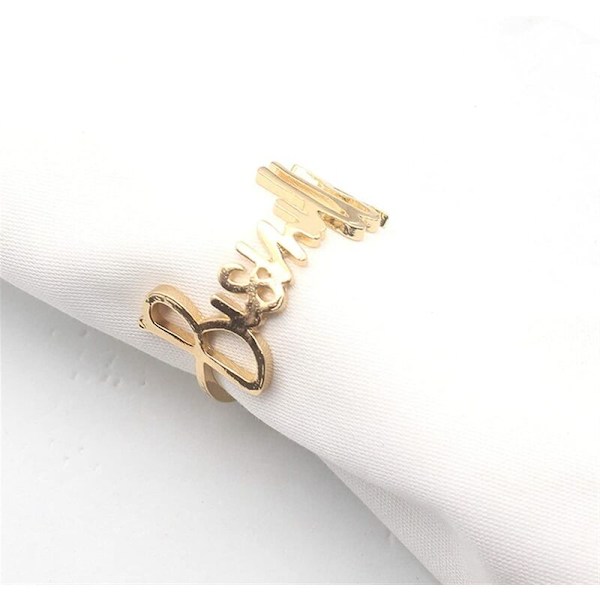 12 stk./sæt 42mm Fashion Legering Legering Velsignelse Bismillah Sandkin Ringe til Servietdag Bordsdekoration til Fest Serviet Opbevaring (Farve: Guld)