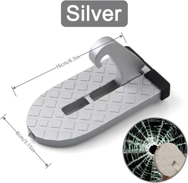Sølv - 1 x bildørtrin, krog, sikkerhedspedal, sammenklappelig aluminium, SUV