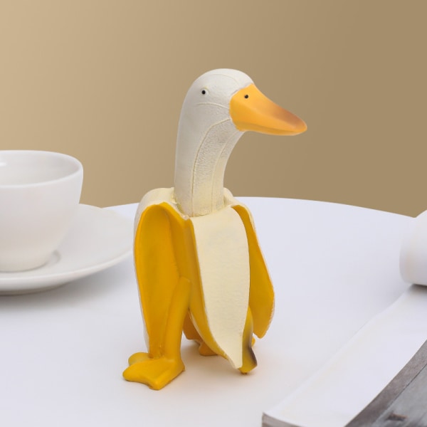 Gul Banana Duck Art Statue Kreativ Søt Snodig skrellet Bana