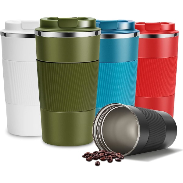 Travel Mug Reusable Insulated Coffee Cups Vacuum Insulation Stainless Steel Thermal Tumbler for Hot Cold Drinks (Green, 510ml)