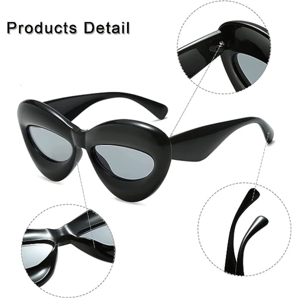 2 sexy leppe solbriller (svart og hvit) - unik søt kvinnekatt