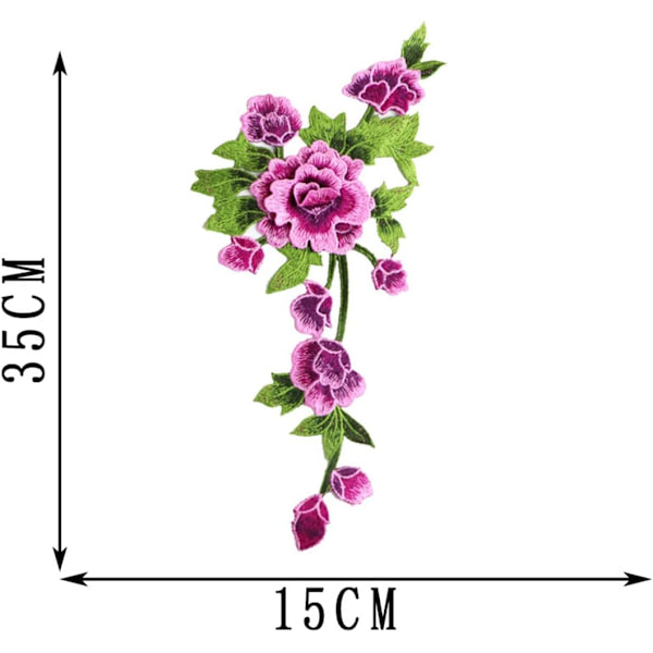 Broderi (röd lila, höger) rosblommlapp strykjärnslappar applikationer