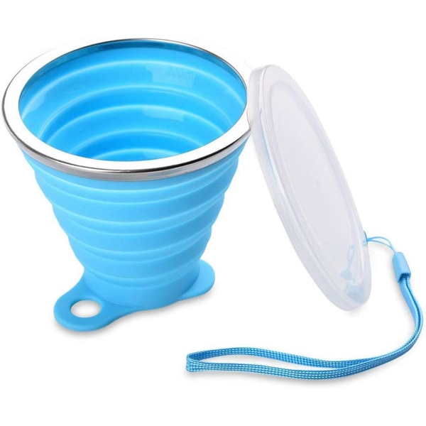 Hopfällbar mugg, resmugg, 250 ml hopfällbar mat silikonmugg, bärbar kaffemugg för vandring camping utomhussporter, varm BPA-fri med