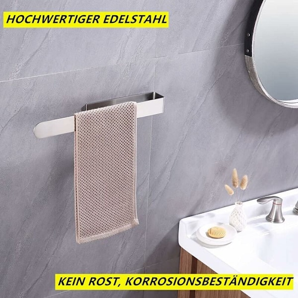 Børstet nikkel klæbende håndklædeholder, rustfrit stål væg håndklæde dør, moderne badeværelse håndklædering, 37 cm badehåndklæder (med krog)