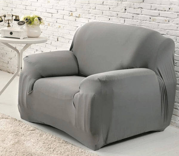 Grå strækbar polyester sofa lænestol betræk indretning stue støvtæt sofaovertræk og beskytter
