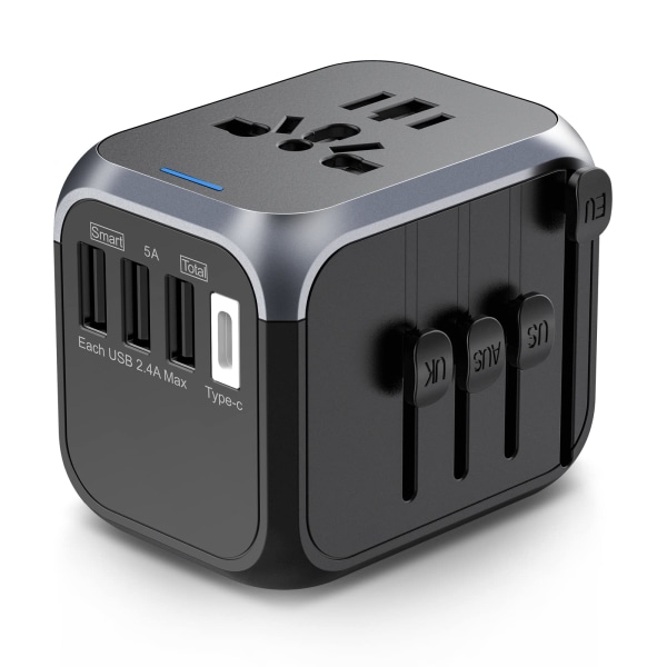 Plugger - Universal International Travel Plug Adapter, Global Travel Adapter AC Outlet Plug Converter, 3 x USB 1 Type C Smart reiselader
