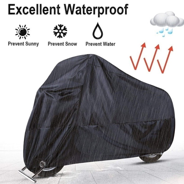 Black Motorcycle Cover (L), Polyester Rainy Season Waterproof Bicycle Cover Dust Rain Anti-UV